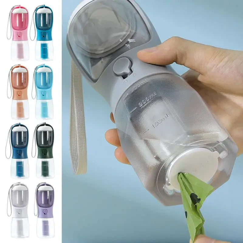 4PAWZ 3-in-1 Travel Pet Bottle - Water, Food & Waste Bags in One