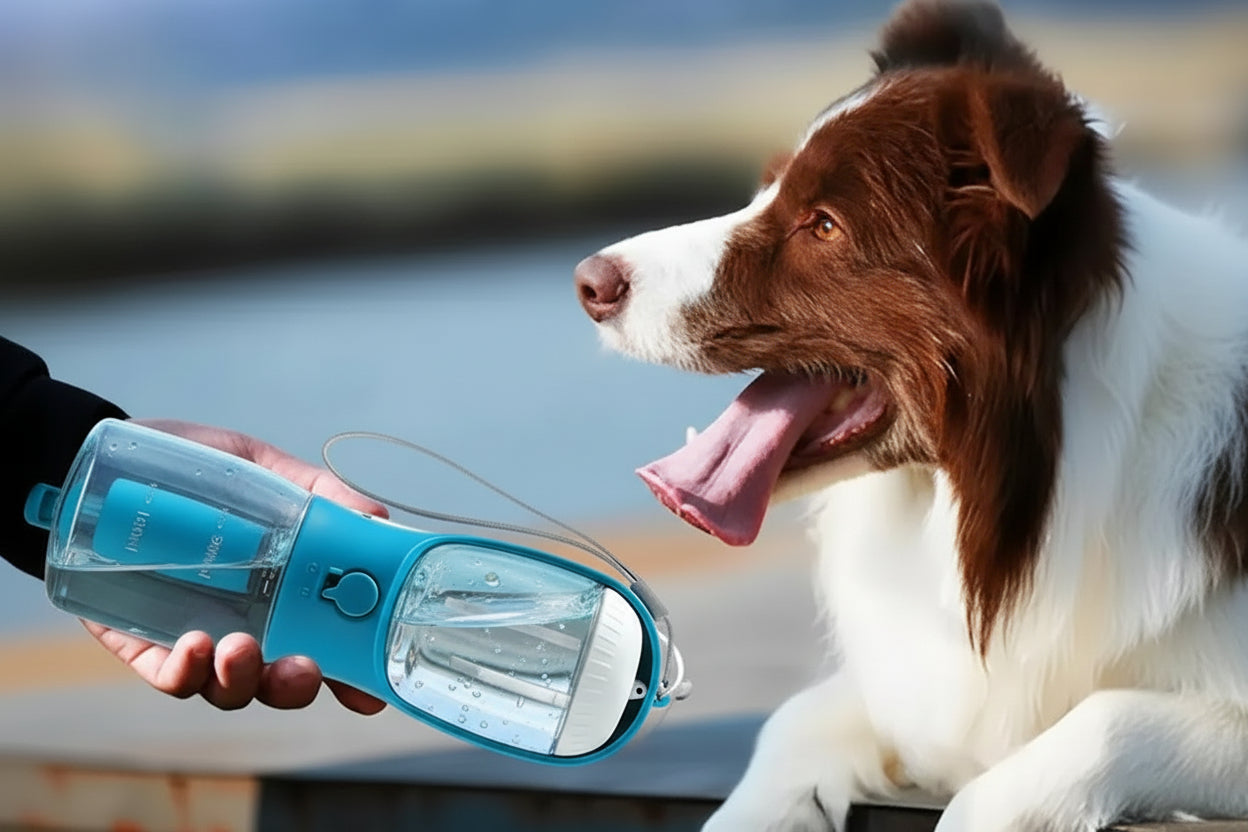 4PAWZ 3-in-1 Travel Pet Bottle - Water, Food & Waste Bags in One